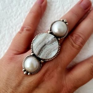 Mermaid Druzy Crawler Ring